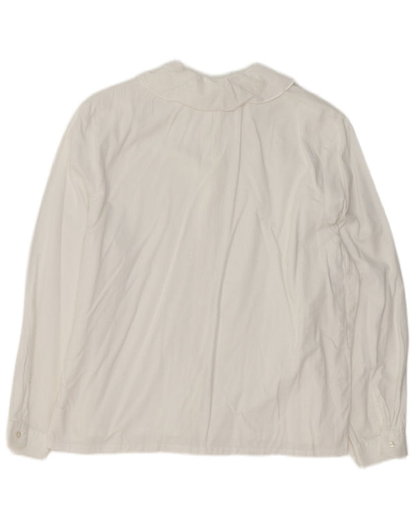 Vintage mujer camisa blusa Reino Unido 18 XL blanco floral