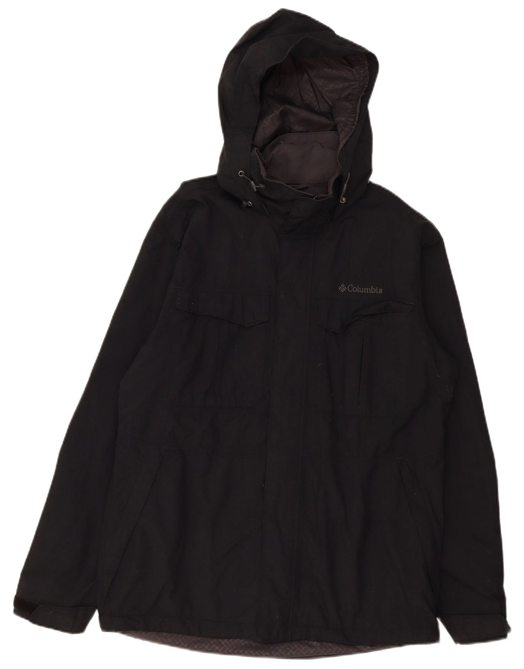 Columbia Chaqueta cortavientos con capucha para hombre UK 38 Medium Black Nylon