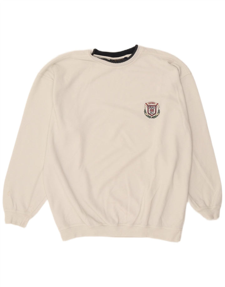 Vintage hombres sudadera jumper 2XL algodón blanco