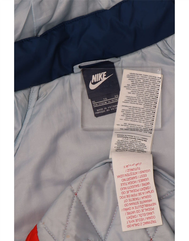 Nike Chaqueta acolchada con capucha para niños 13-14 años XL Naranja Colorblock Poliéster