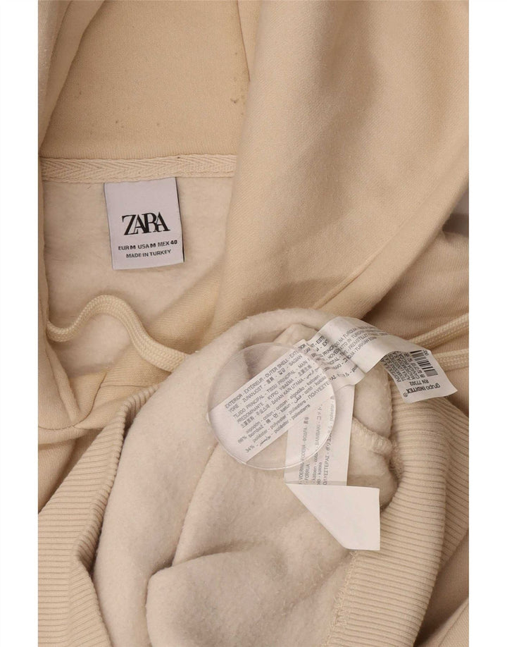 Zara Hombre Sudadera Con Capucha Jersey Algodón Beige Medio
