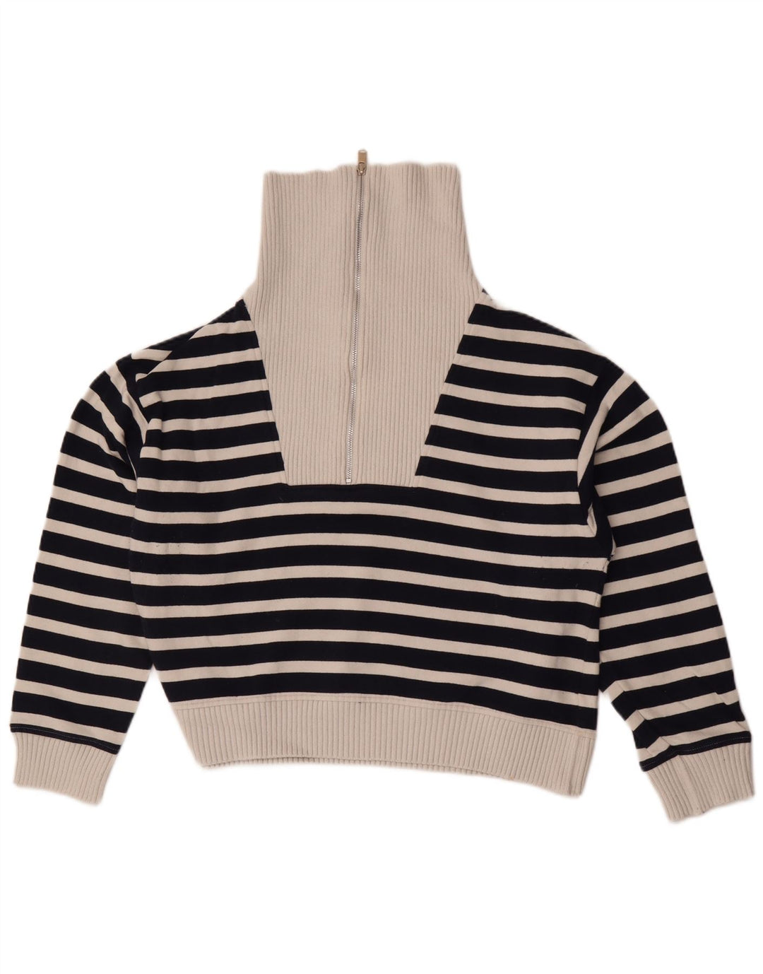 Marks & Spencer Jersey con cuello y cremallera para mujer, talla 44, talla mediana, azul marino