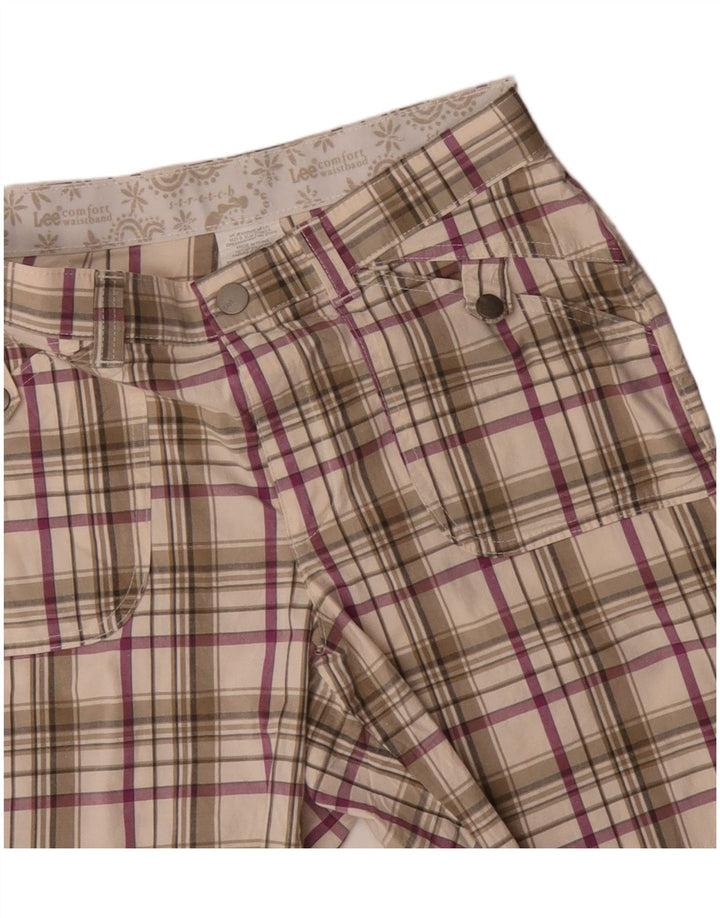 Lee - Pantalones cortos casuales para mujer US 8 mediano W30 beige a cuadros de algodón