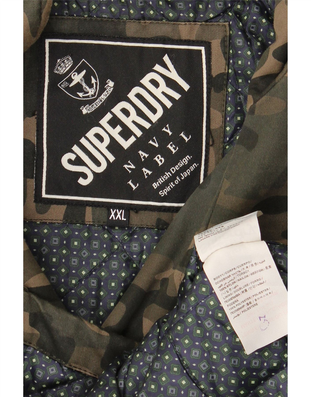 SUPERDRY Chaqueta utilitaria para hombre UK 44 2XL Caqui Camuflaje Nylon