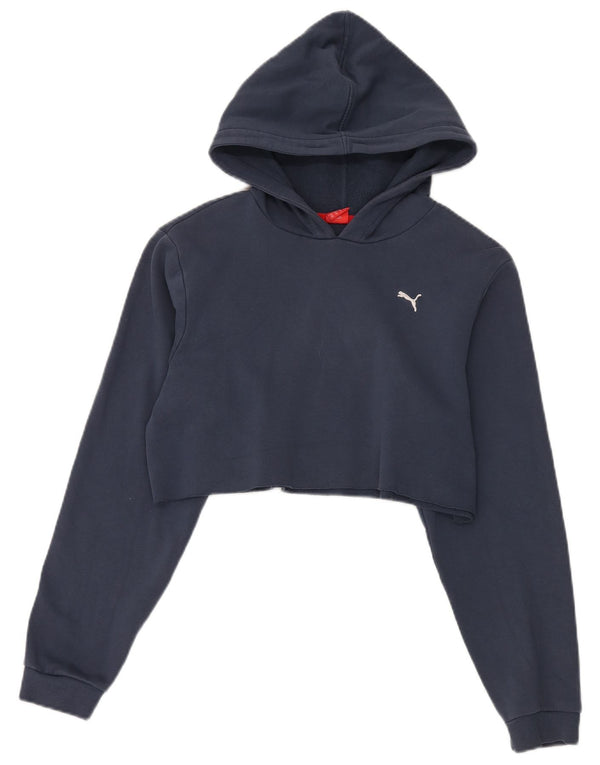 Puma Girls Crop Hoodie Jumper 15-16 Years Navy Blue