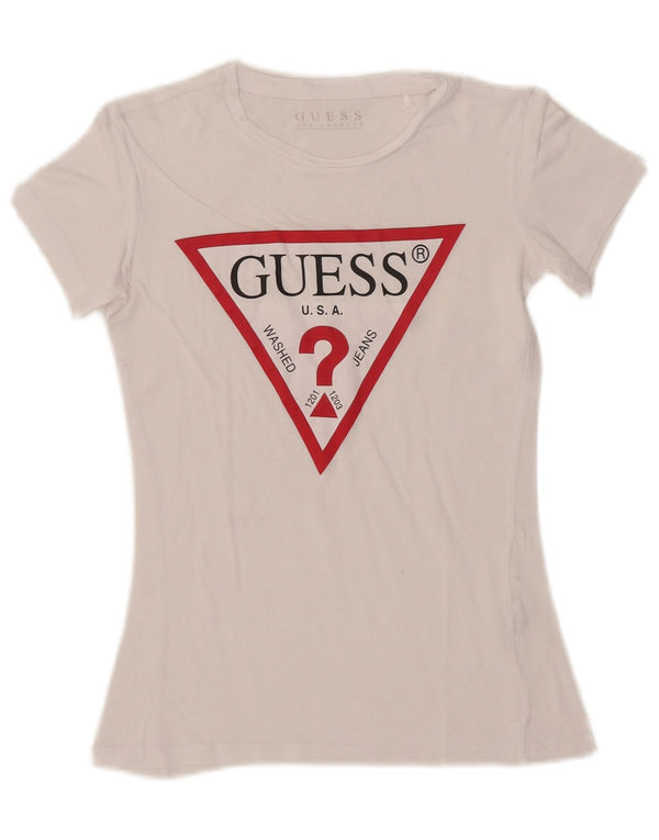 Guess Camiseta Corta Gráfica para Mujer UK 6 XS Blanco