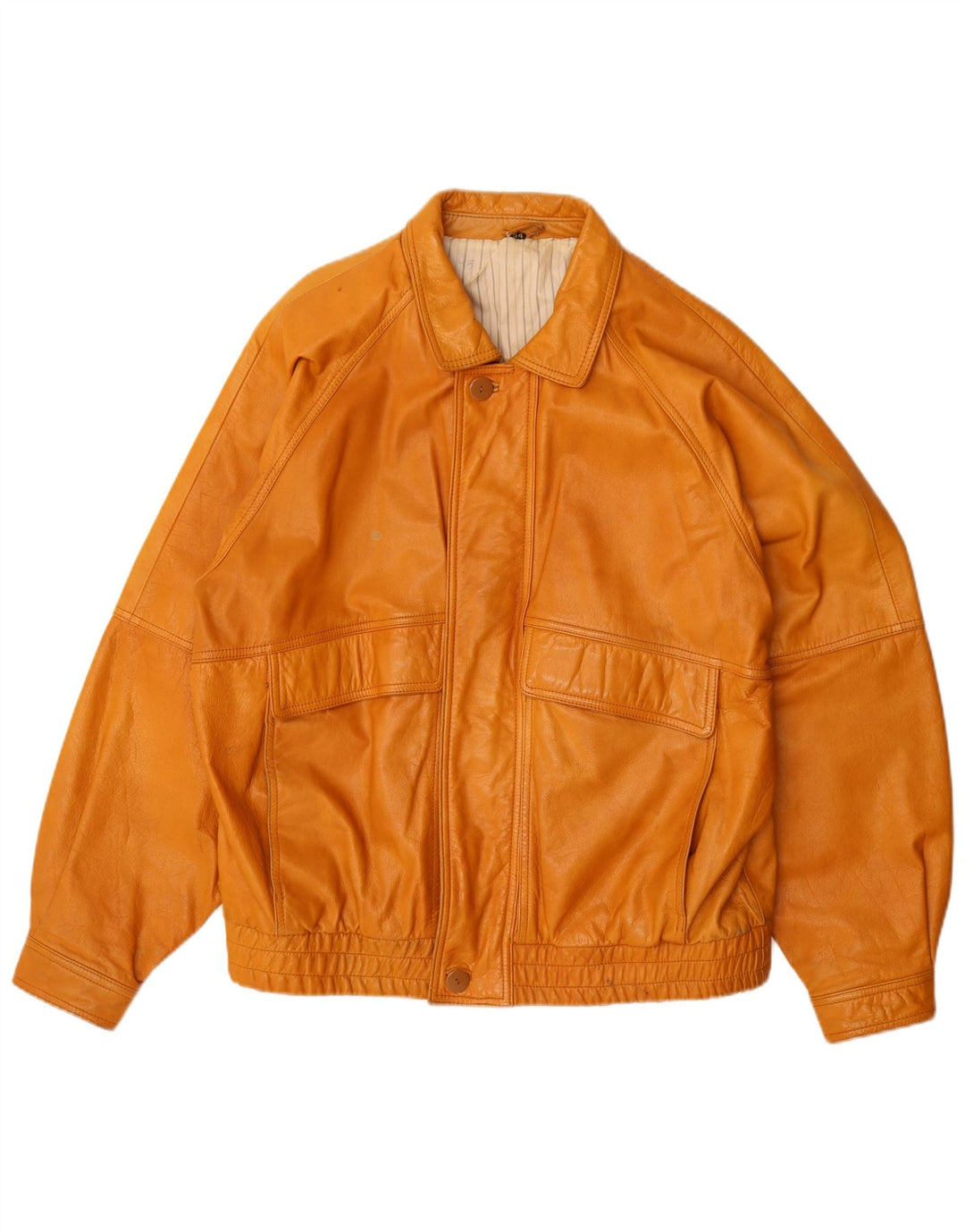 Chaqueta de cuero vintage para hombre IT 54 2XL cuero marrón