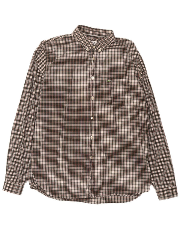 Camisa Lacoste Hombre Regular Fit Talla 43 Algodón A Cuadros Verde Grande