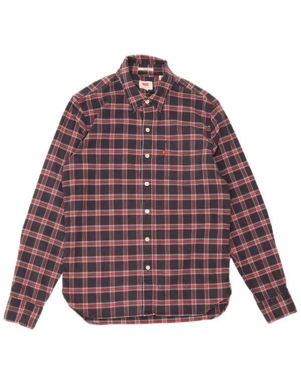 Camisa Levi's para hombre pequeña de algodón a cuadros azul marino