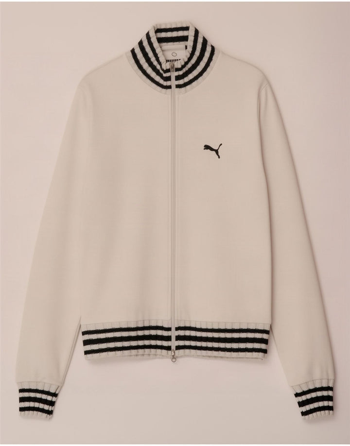 Puma - Chaqueta de chándal para mujer, talla 40, talla mediana, color blanco a rayas