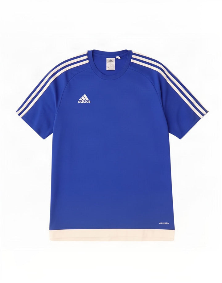 Adidas Hombre Climalite Camiseta Top Azul Medio Colorblock Poliéster