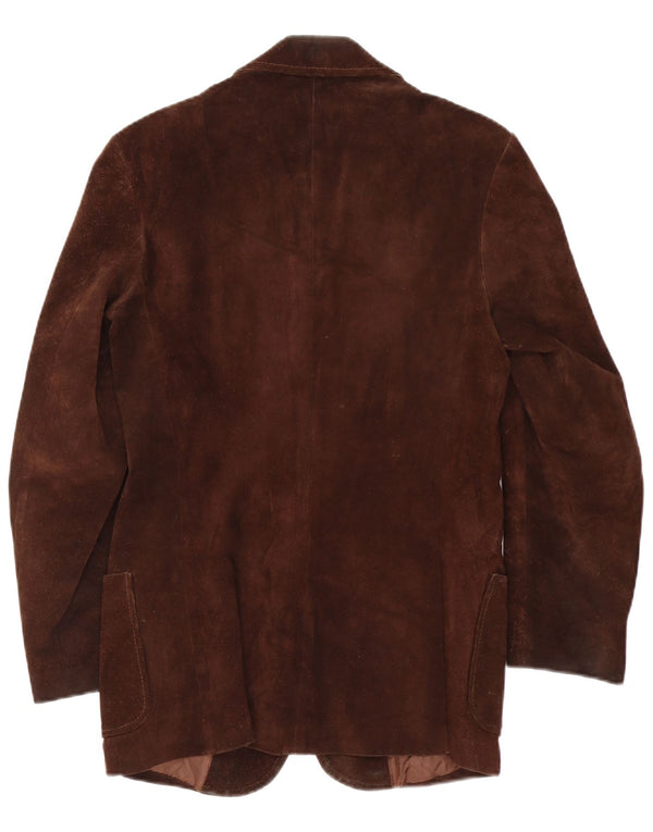 Vintage mujer ante chaqueta Reino Unido 14 cuero marrón medio