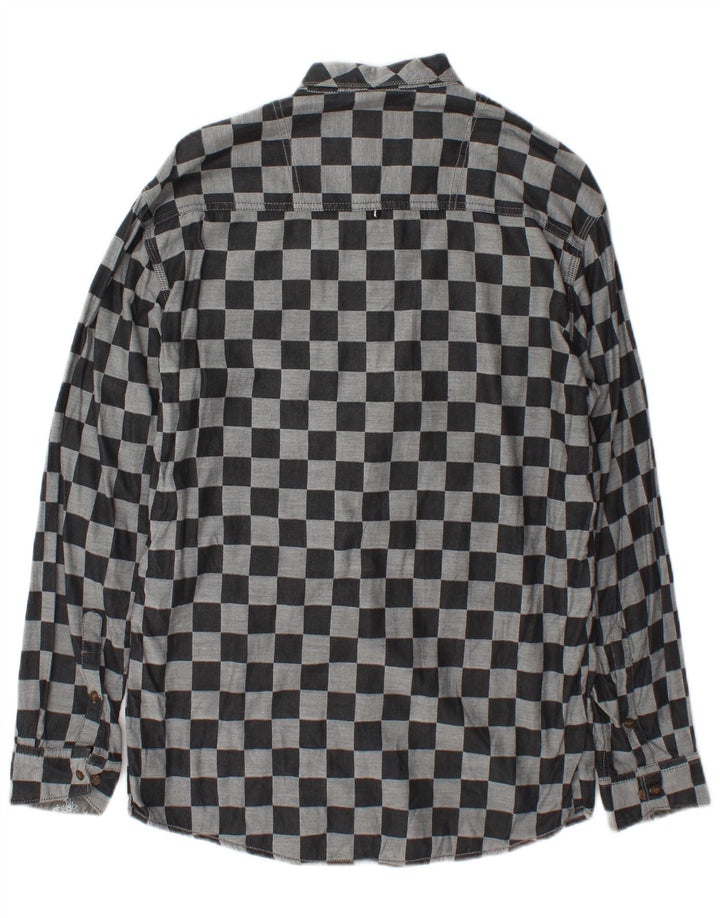 Camisa vintage para hombre gris medio geométrica