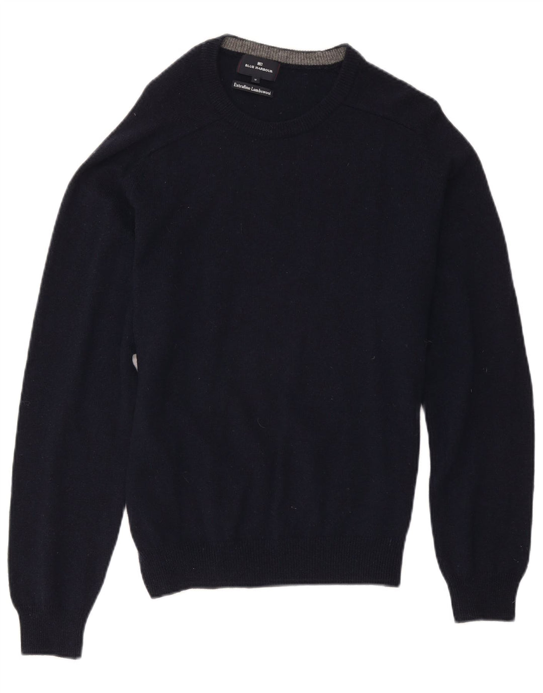 Marks & Spencer Jersey de cuello redondo azul Harbor para hombre Azul marino mediano