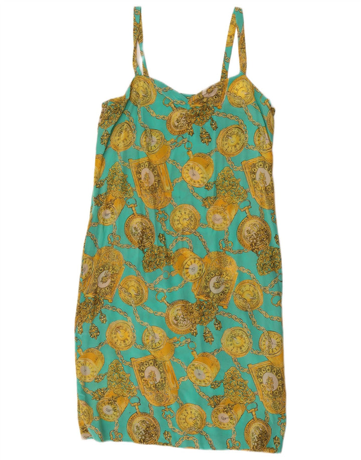 Vestido lencero vintage con patrón abstracto para mujer UL 12 Turquesa mediana