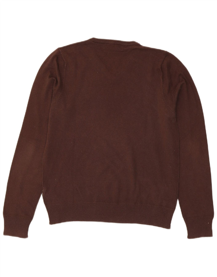 Zara Hombre Jersey Con Cuello En V Algodón Marrón Medio