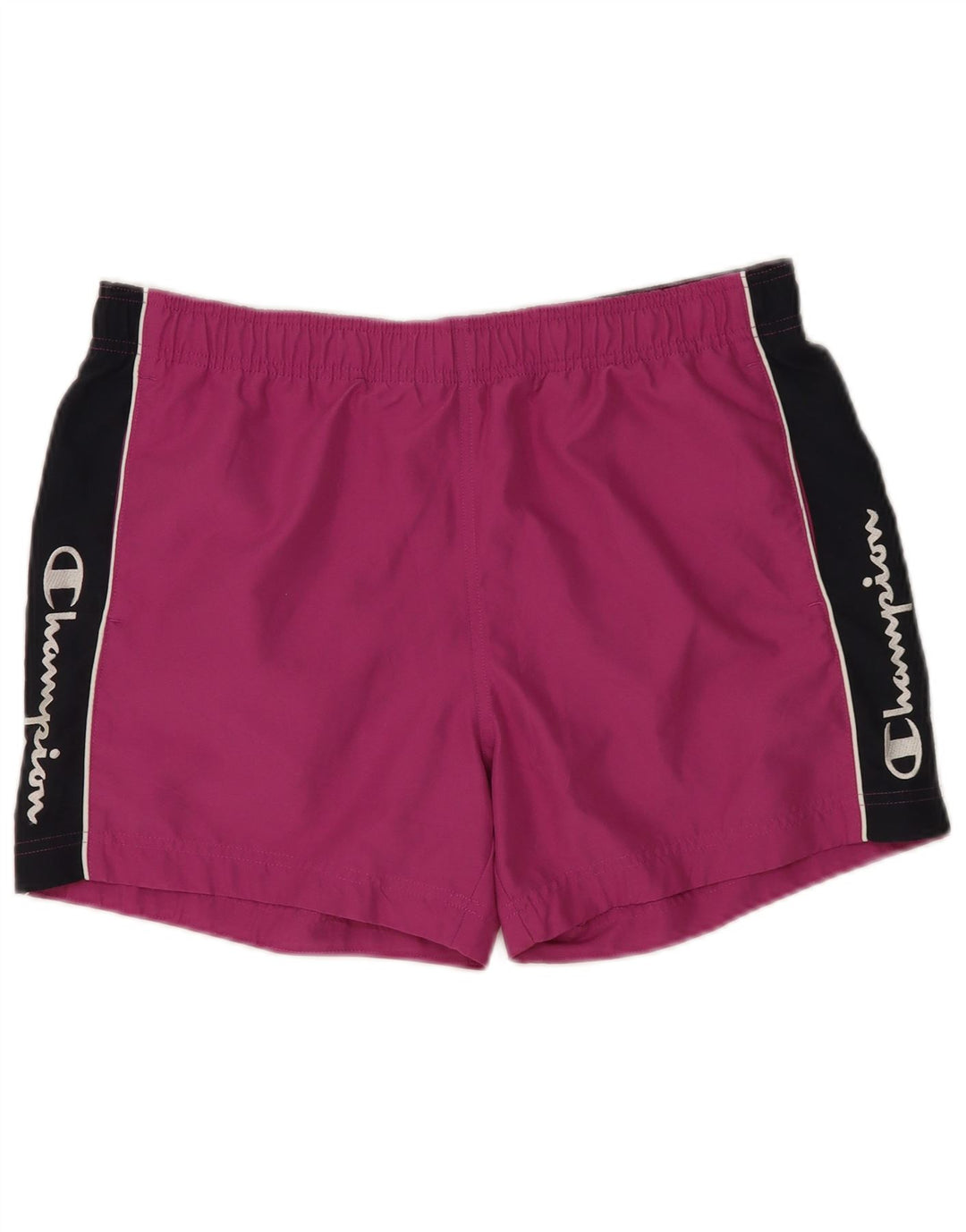 Champion Bañador con estampado gráfico para hombre, poliéster color block, color morado grande