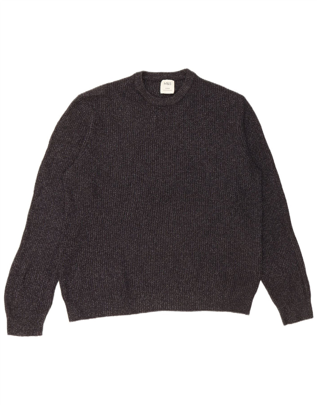 Marks & Spencer - Jersey de cuello redondo para hombre, color azul marino mediano, moteado