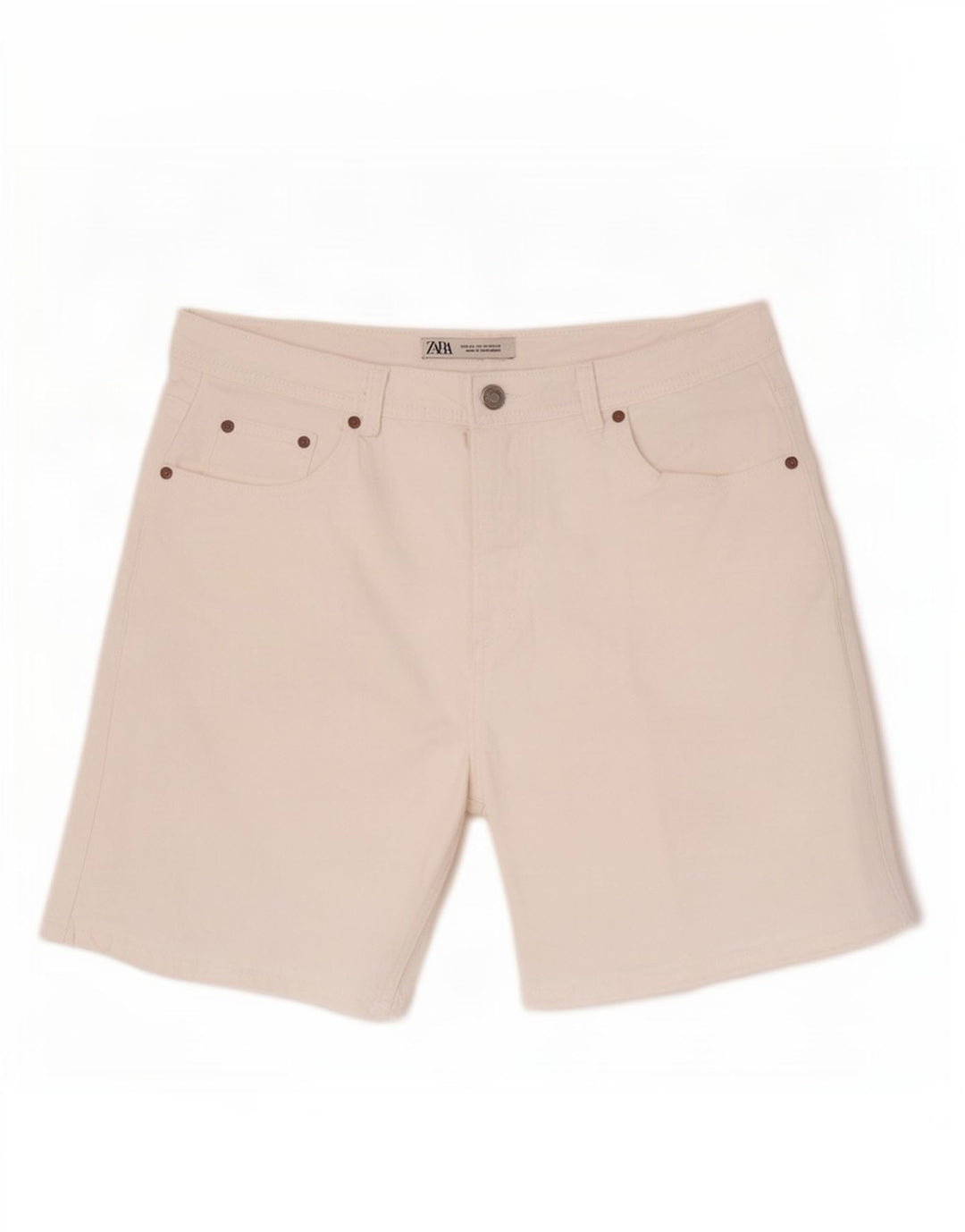 Zara Pantalones cortos de mezclilla para hombre EU 44 Large W34 Algodón blanco