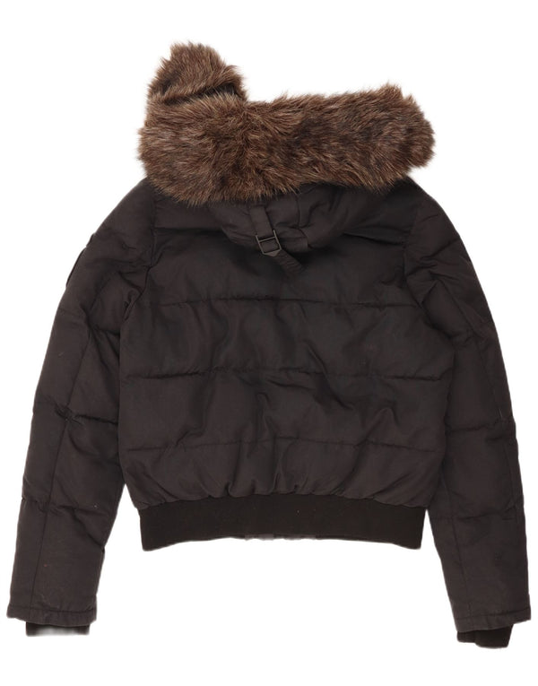Superdry Chaqueta Acolchada Con Capucha Para Mujer UK 44 Large Nylon Negro