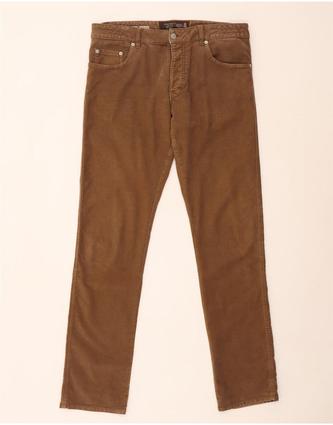 HACKETT Pantalones informales ajustados para hombre W34 L34 Algodón marrón