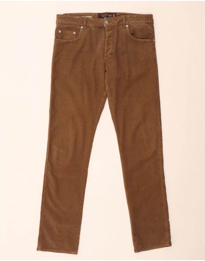 HACKETT Pantalones informales ajustados para hombre W34 L34 Algodón marrón