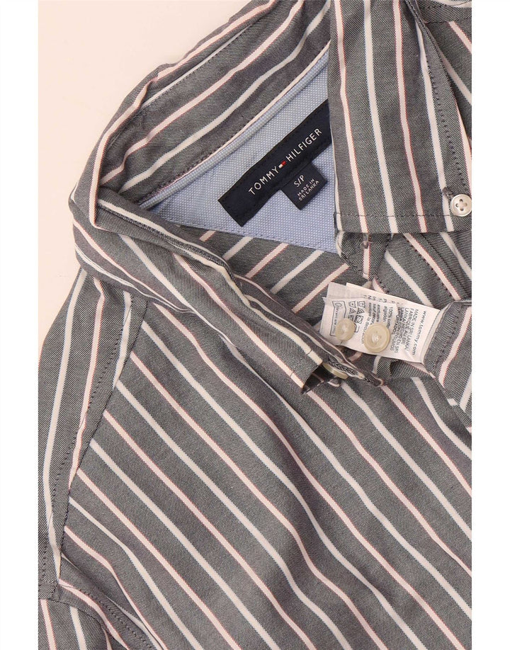 Tommy Hilfiger Camisa para hombre pequeña de algodón a rayas grises