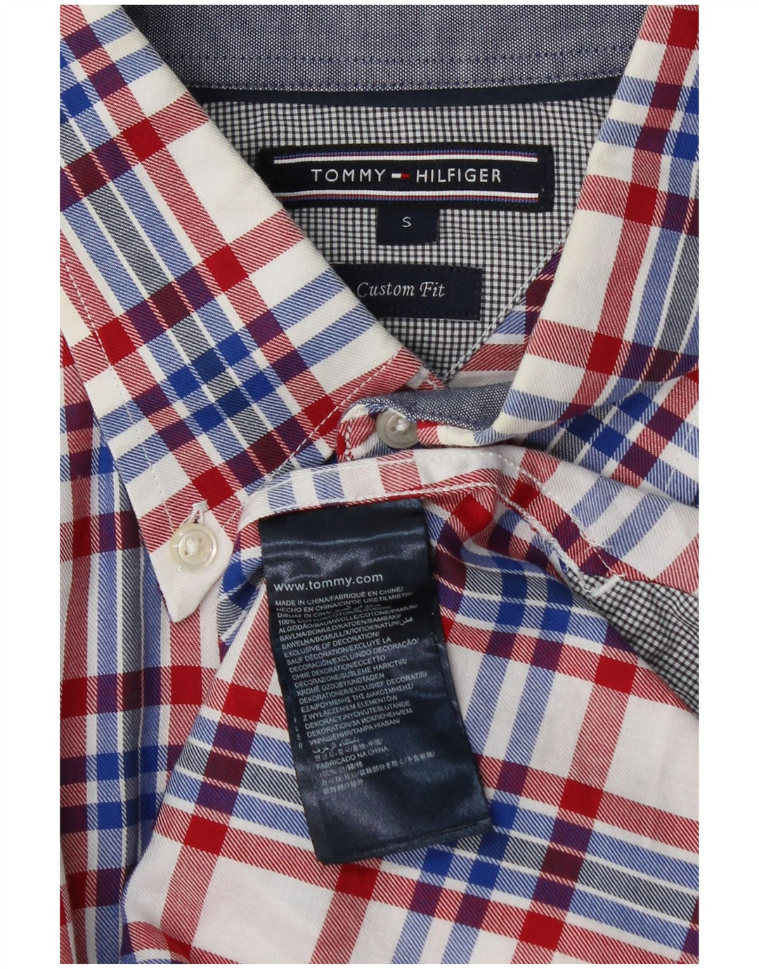 Camisa Tommy Hilfiger Custom Fit de algodón a cuadros multicolores pequeños para hombre