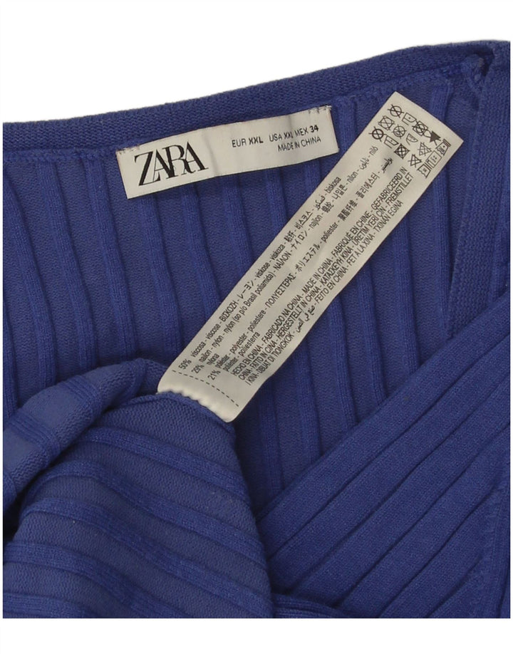 Zara Mujer Top Manga 3/4 ES 39 2XL Viscosa Azul