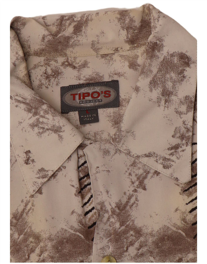 Tipo' S Camisa de manga corta con estampado abstracto para hombre, talla grande, multicolor