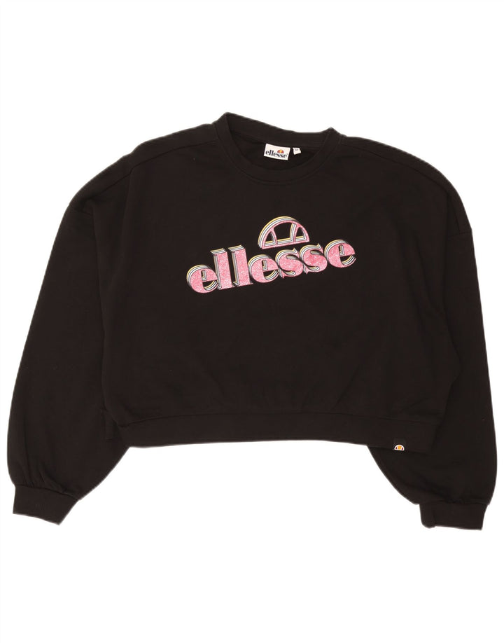 Ellesse - Sudadera extragrande con gráfico corto para mujer, talla 40, talla M, color negro