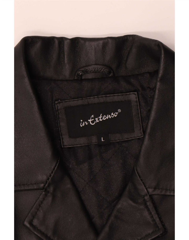Vintage hombres chaqueta de cuero Reino Unido 40 grande negro