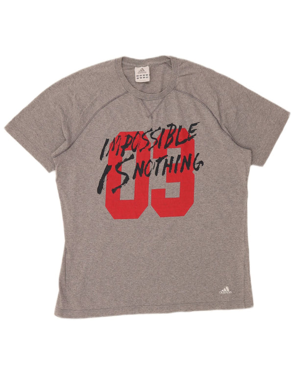 ADIDAS Camiseta gráfica para hombre Top UK 40/42 Algodón gris medio