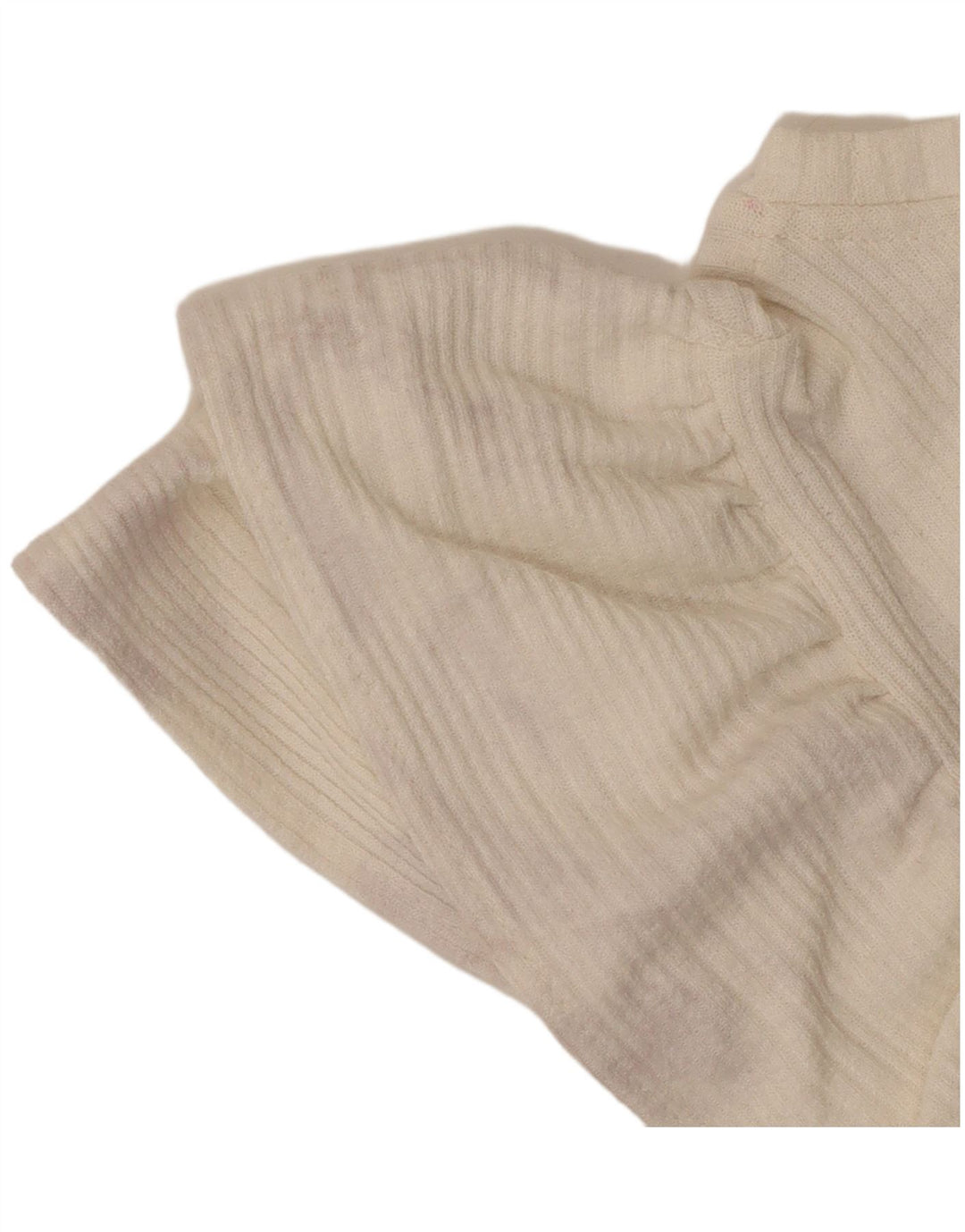 Zara Mujer Blusa Corta Top UK 44 Grande Poliéster Blanco Roto