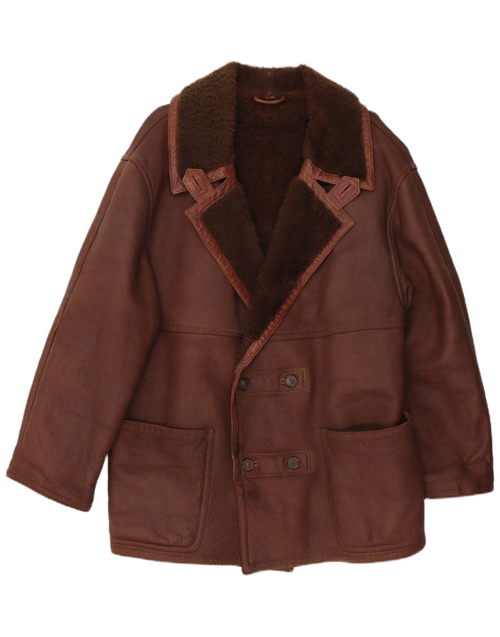 RUFF0 Chaqueta de piel de oveja para hombre UK 40 Large Brown