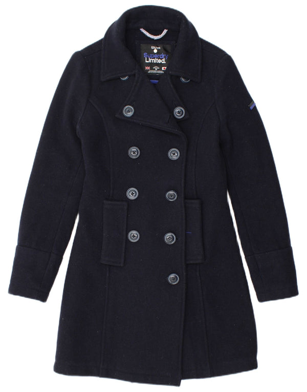 Superdry Abrigo de doble botonadura para mujer UK 6 XS Lana azul marino