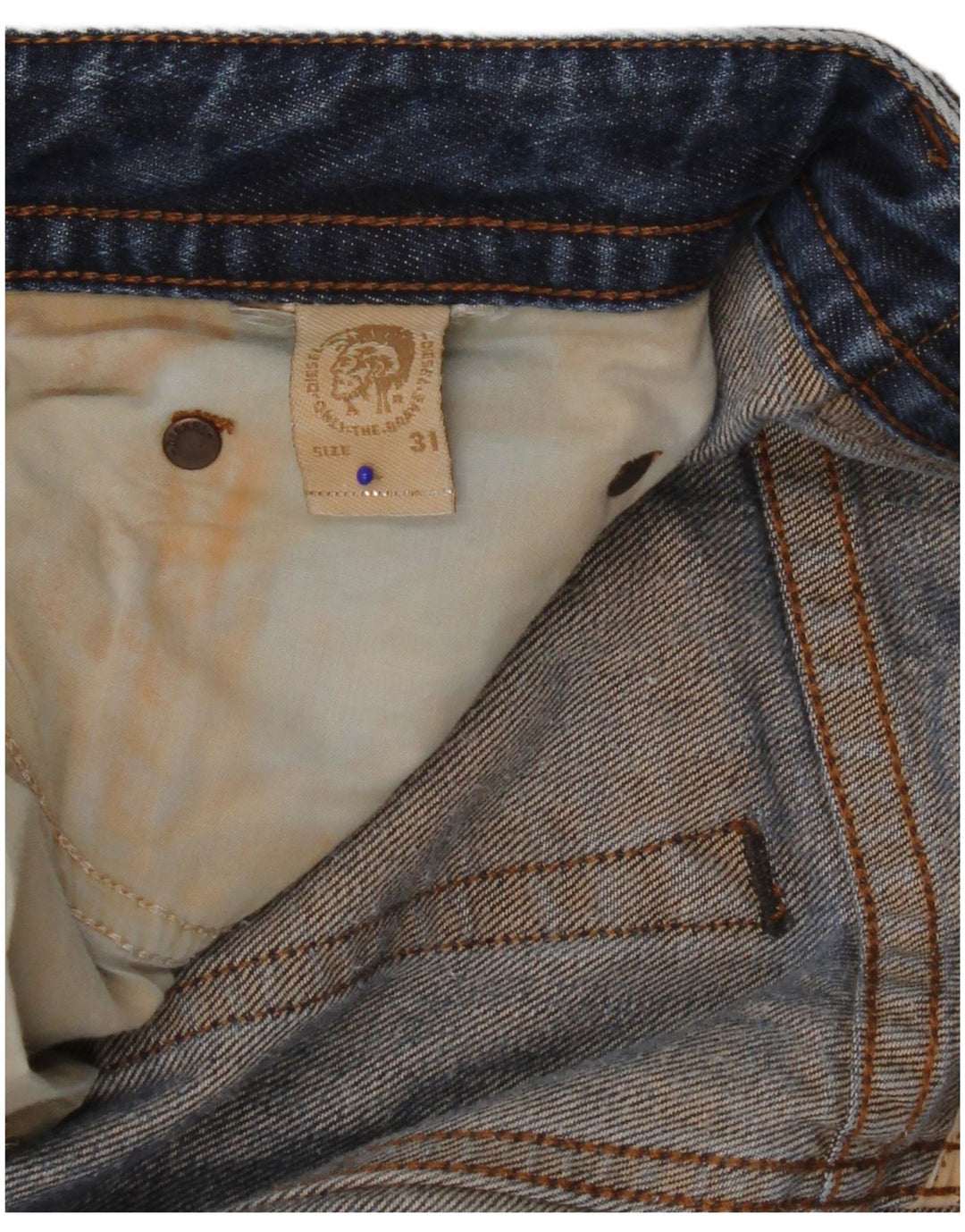 Diesel Hombre Thavar Vaqueros Rectos Desgastados W31 L27 Azul