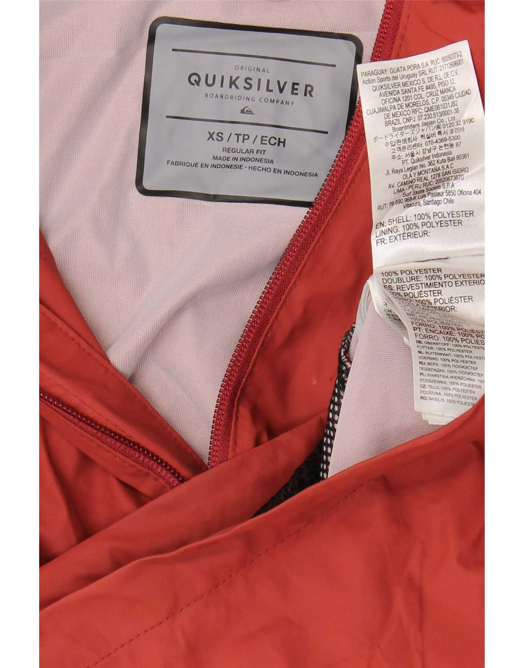 Quiksilver Chaqueta impermeable con capucha y ajuste regular para hombre UK 36 XS Poliéster rojo