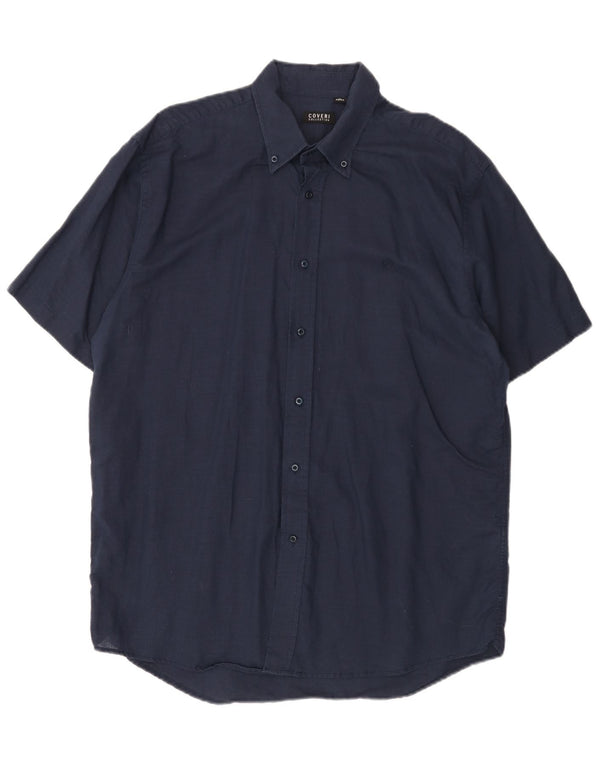 Camisa Coveri Manga Corta Hombre Talla 43/44 XL Lino Azul Marino