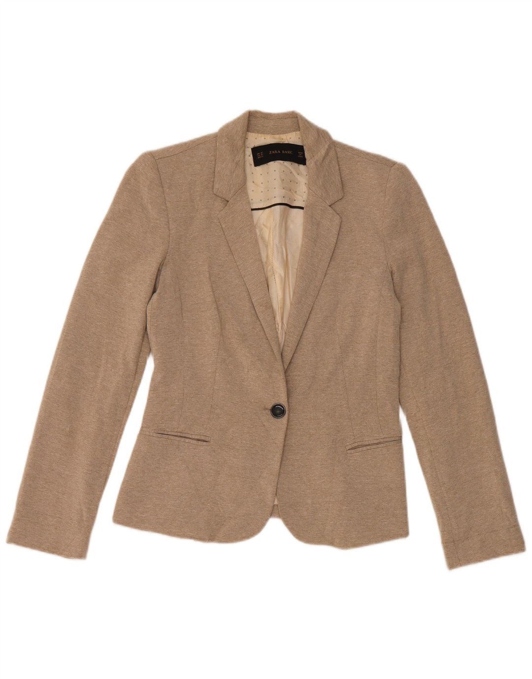 Zara Mujer Chaqueta Blazer De 1 Botón UK 6 XS Beige