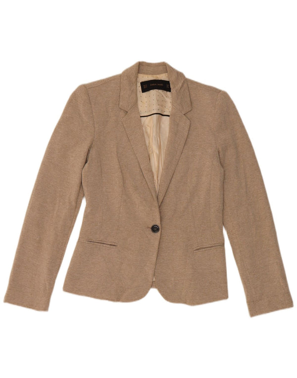 Zara Mujer Chaqueta Blazer De 1 Botón UK 6 XS Beige