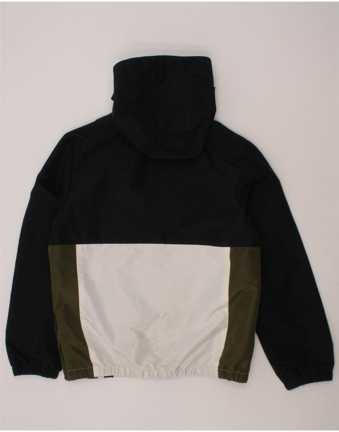 ELLESSE Boys Graphic Hooded Anorak Jacket 8-9 Years Black Colourblock Vintage Ellesse and Second-Hand Ellesse from Messina Hembry 