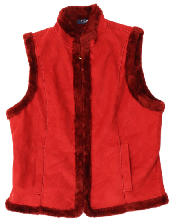 Chaps Mujer Sherpa Gilet UK 18 XL Rojo Colorblock Acrílico