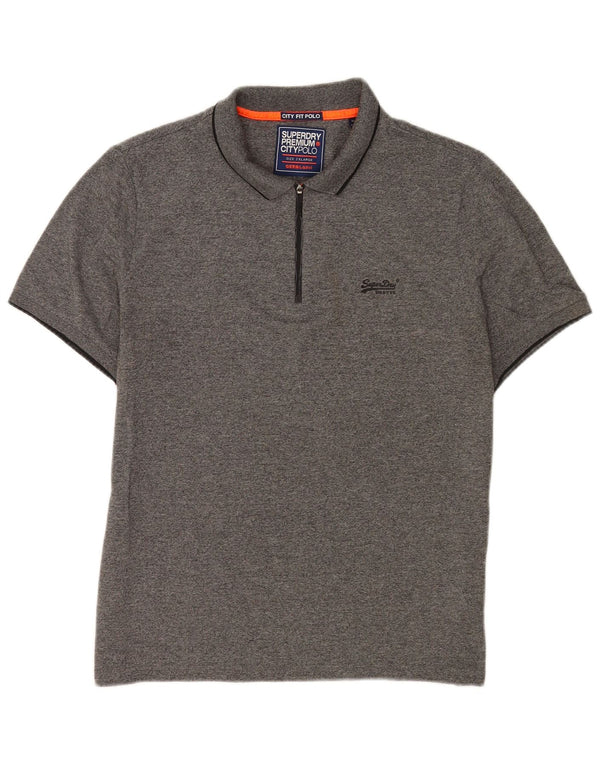 Superdry Mens Polo Shirt 2XL Grey Flecked Cotton