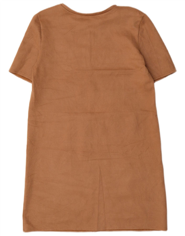 Zara Mujer Vestido Recto UK 46 Grande Marrón