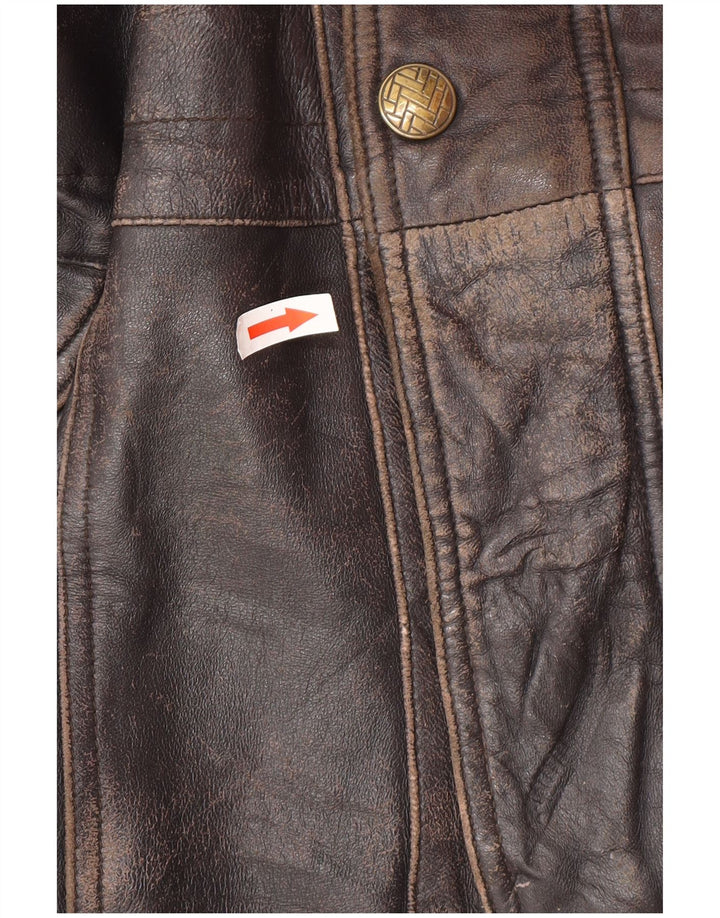 Vintage chaqueta de cuero para hombre Reino Unido 44 2XL cuero negro