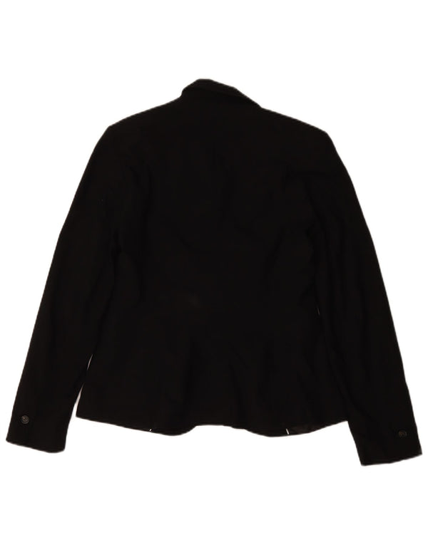 Zara Mujer Chaqueta Blazer De 1 Botón UK 36 Small Poliéster Negro