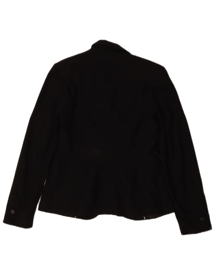 Zara Mujer Chaqueta Blazer De 1 Botón UK 36 Small Poliéster Negro