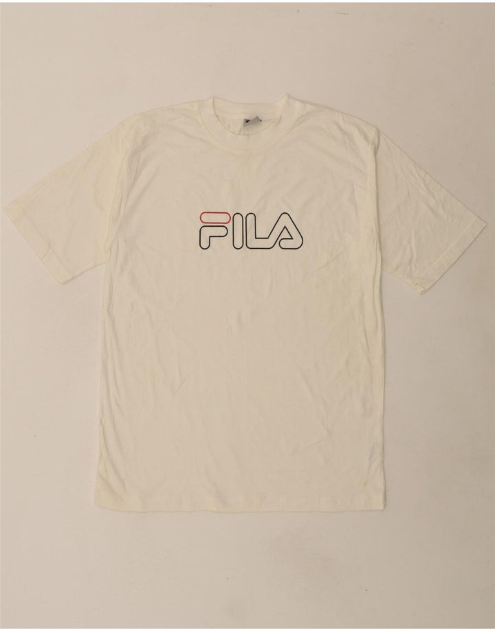 FILA Mens Graphic T-Shirt Top Large White Cotton Vintage Fila and Second-Hand Fila from Messina Hembry 