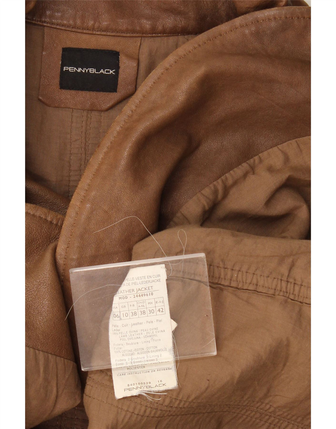 Penny Black Chaqueta de cuero para mujer UK 10 Small Brown Leather